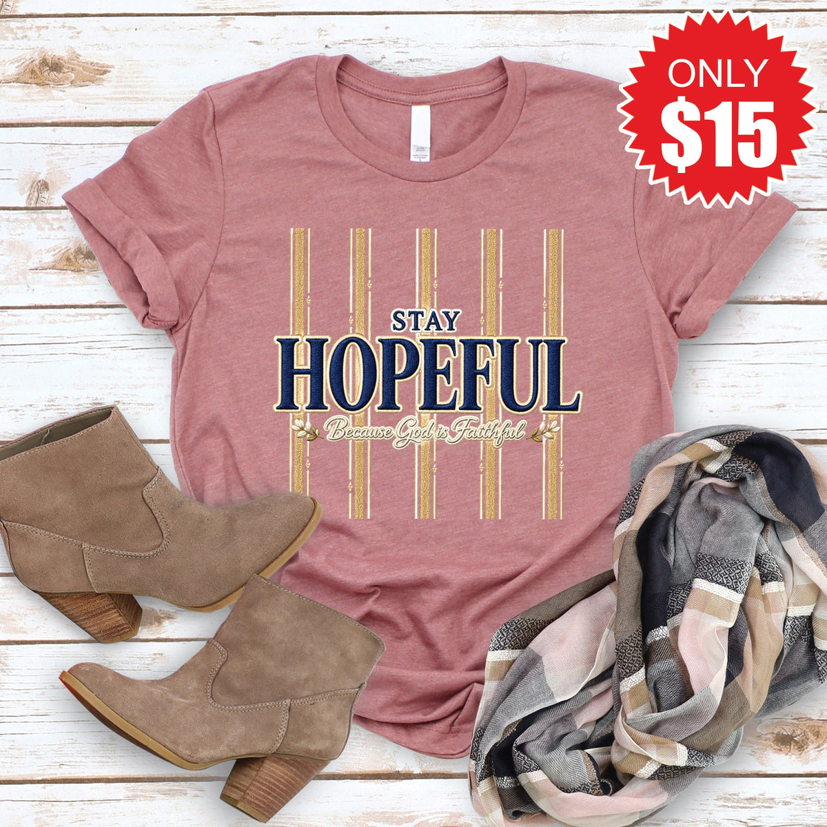 Stay Hopeful Tee - Heather Mauve - 15 product image 1