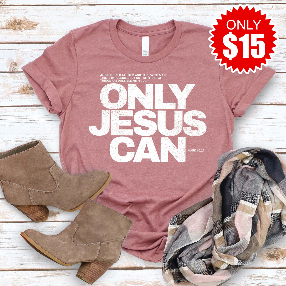 Only Jesus Can Tee - Heather Mauve - 15 product image 1