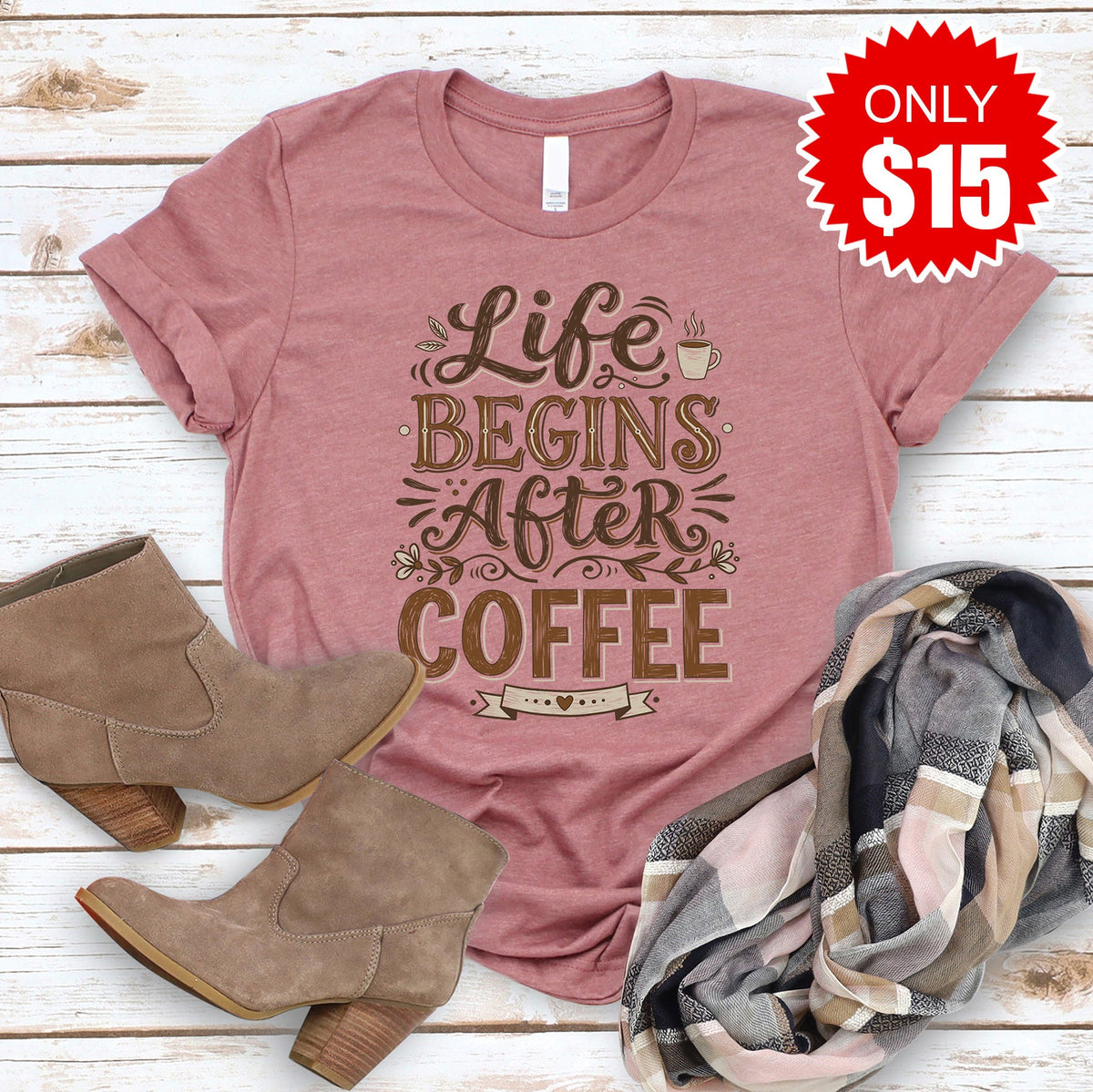 Life Begins Tee - Heather Mauve - 15 product image 1