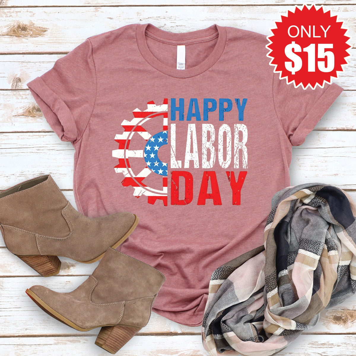 Happy Labor Day Tee - Heather Mauve - 15 product image 1