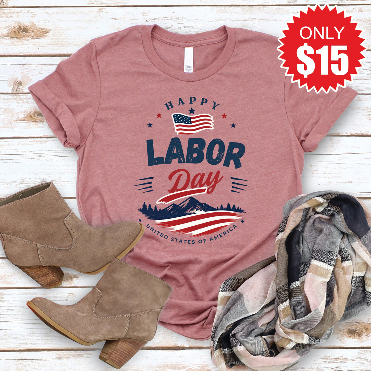 Happy Labor Day Tee - Heather Mauve - 15 product image 1