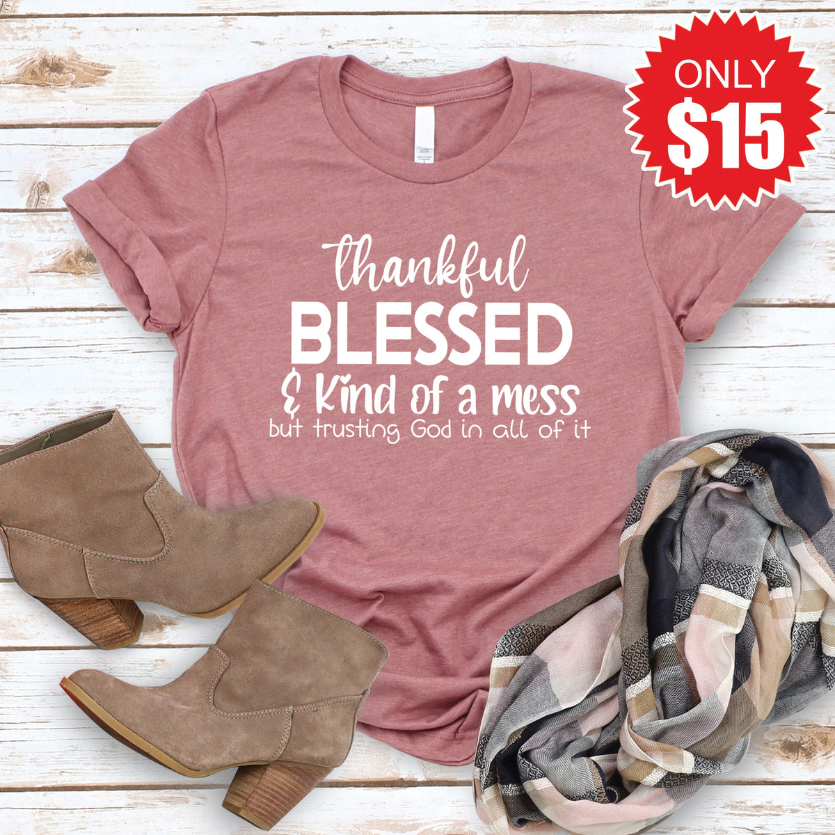 Trusting God Tee - Heather Mauve - 15 product image 1