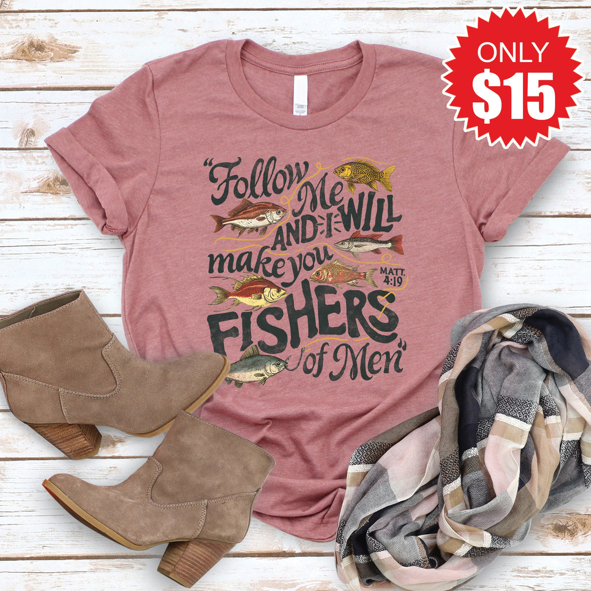Fishers of Men Tee - Heather Mauve - 15 product image 1