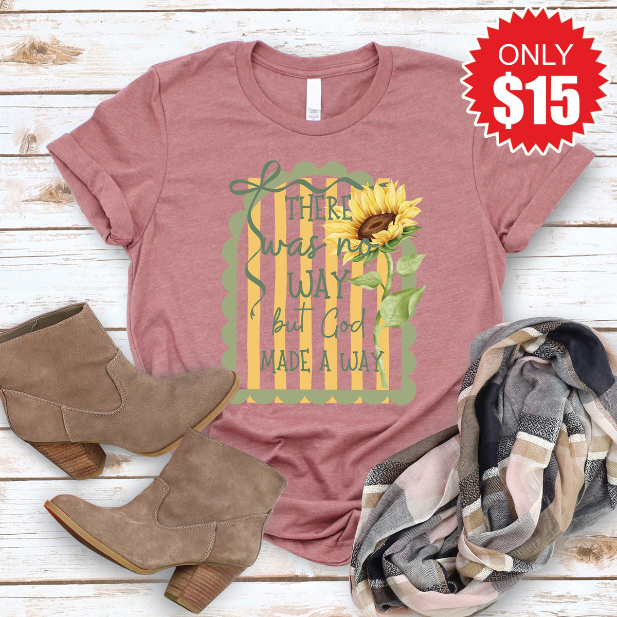 God Made A Way Tee - Heather Mauve - 15 product image 1