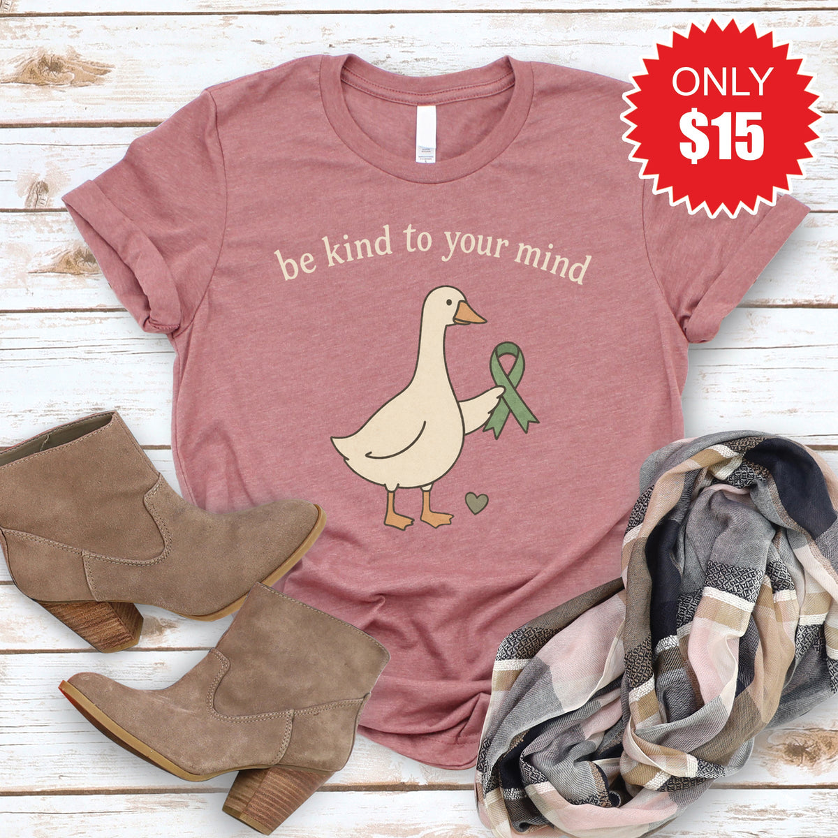 Be Kind To Your Mind Tee - Heather Mauve - 15 product image 1