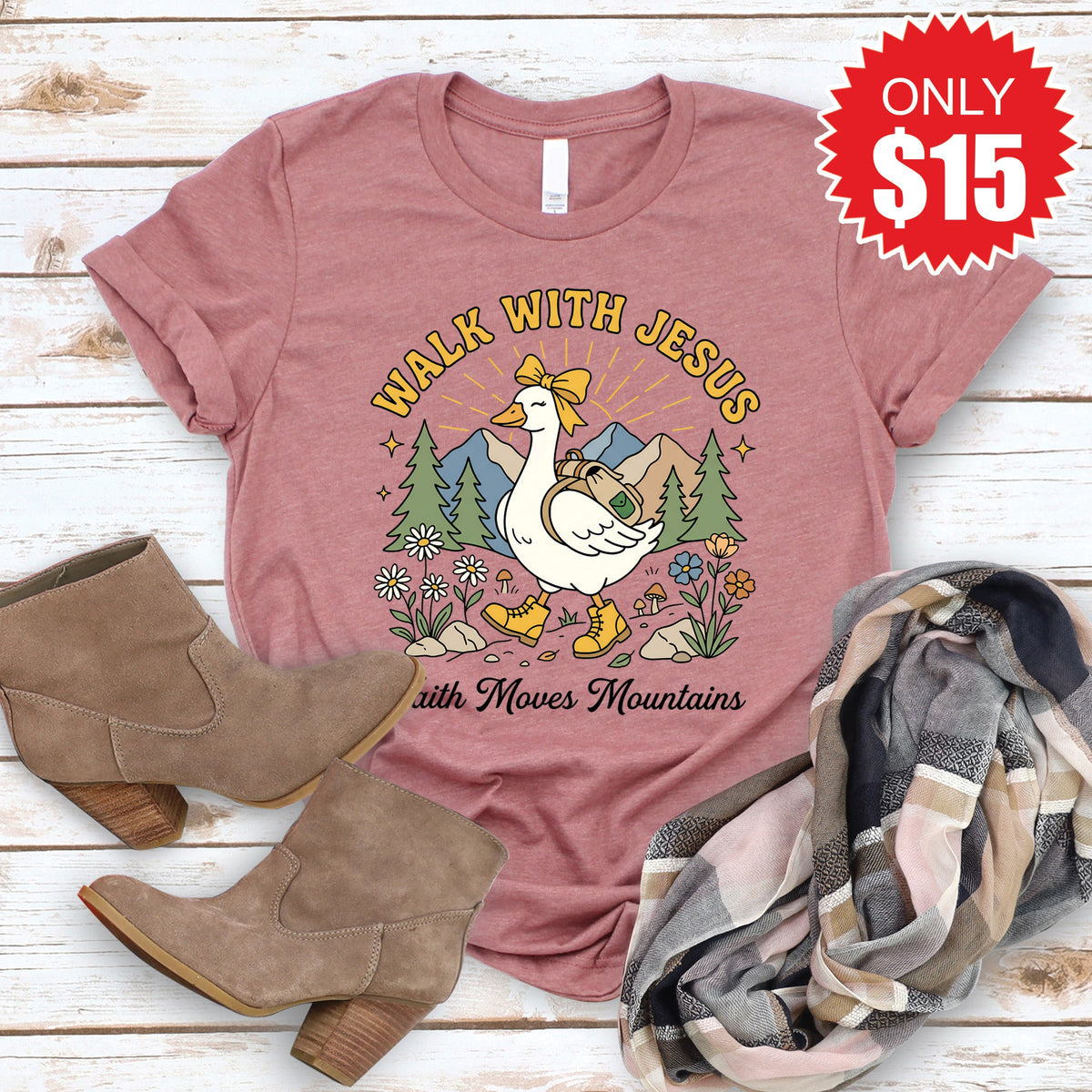 Walk With Jesus Tee - Heather Mauve - 15 product image 1