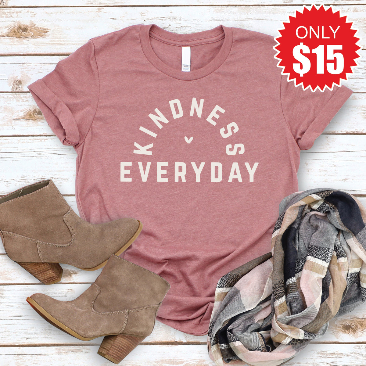 Kindness Everyday Tee - Heather Mauve - 15 product image 1