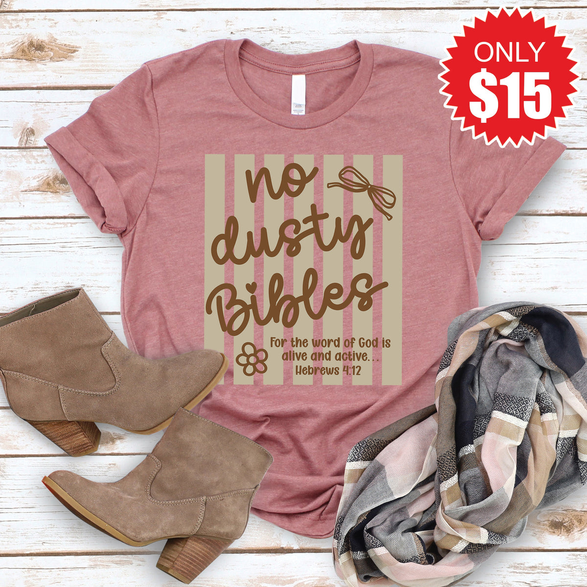No Dusty Bibles Tee - Heather Mauve - 15 product image 1
