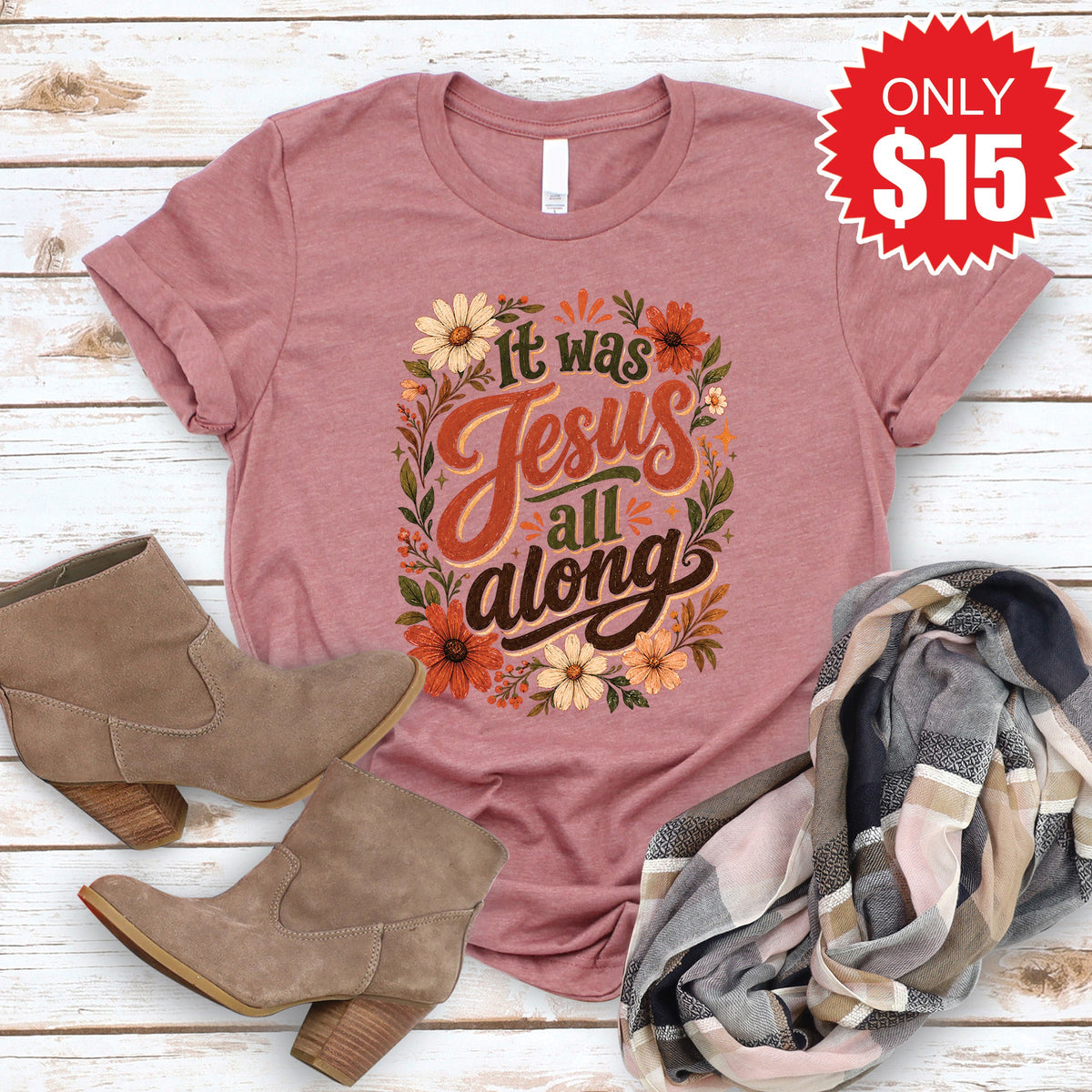 It Was Jesus All Along Tee - Heather Mauve - 15 product image 1