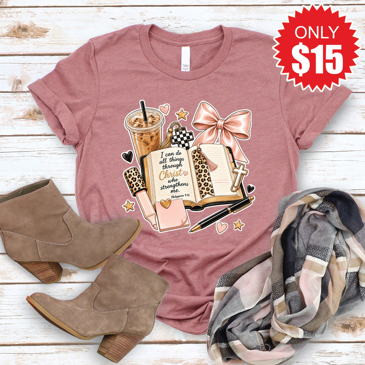 I Can Do All Things Tee - Heather Mauve - 15 product image 1