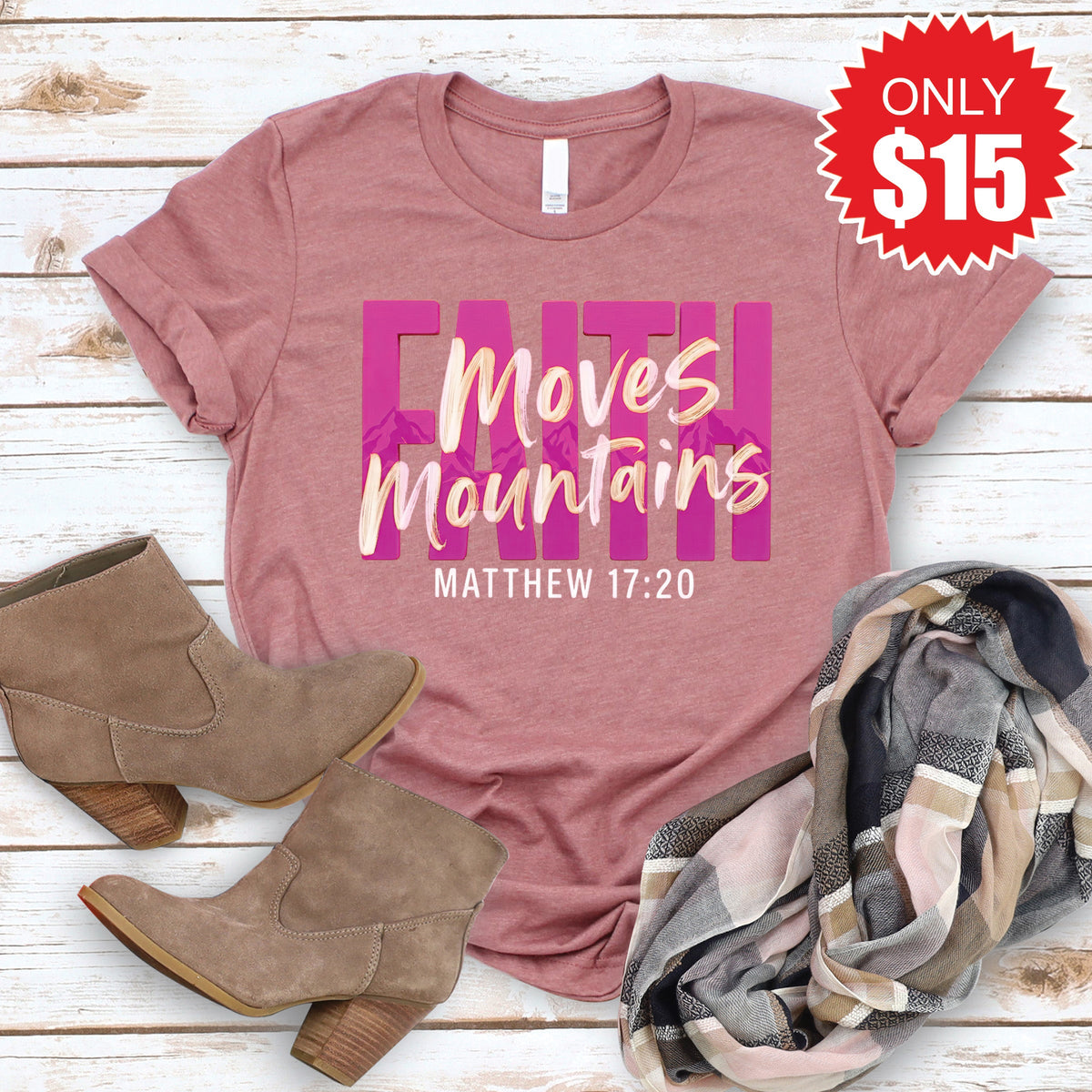 Faith Moves Mountains Tee - Heather Mauve - 15 product image 1