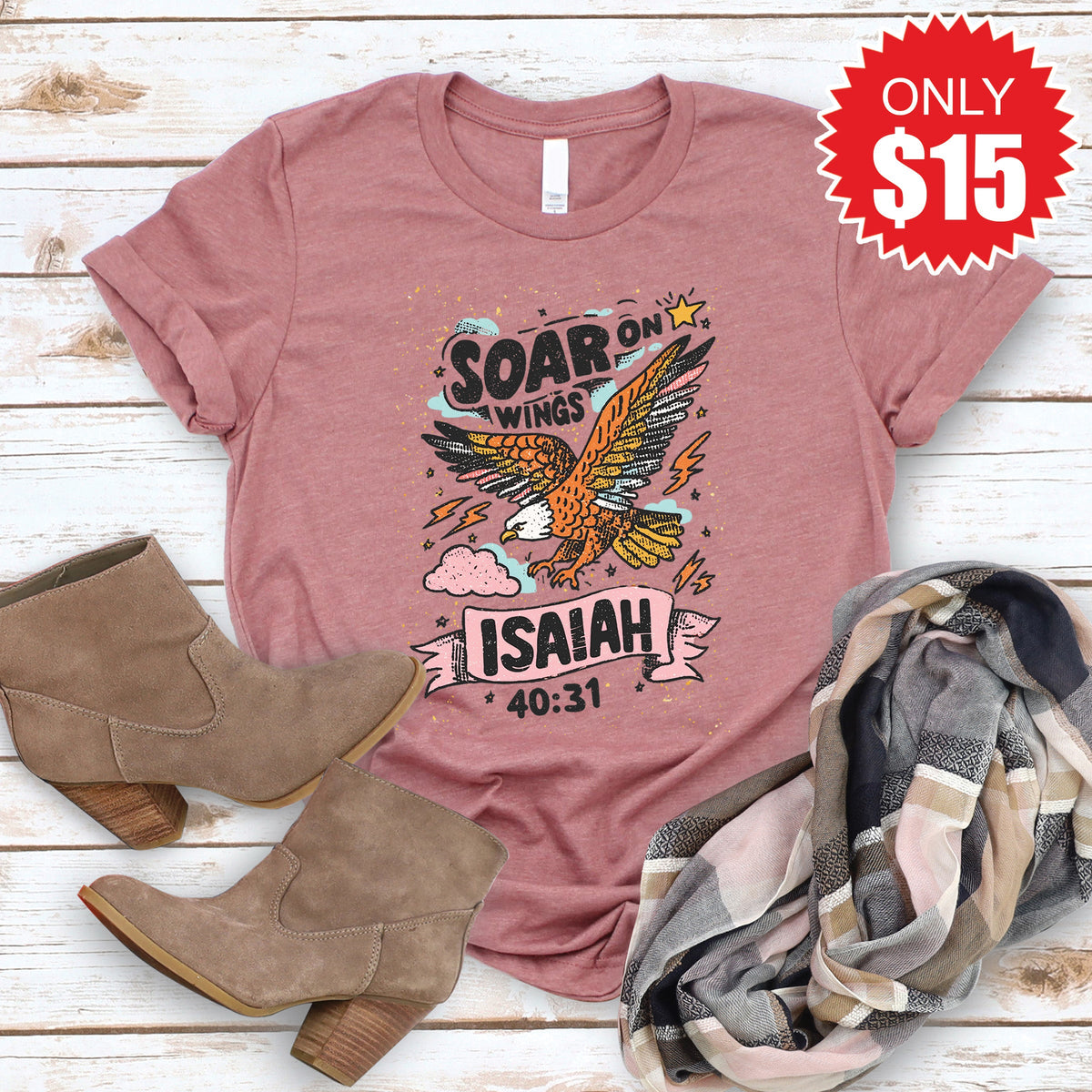 Soar On Wings Tee - Heather Mauve - 15 product image 1