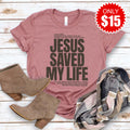 Jesus Saved My Life Tee - Heather Mauve - 15 product image 1