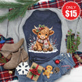 Christmas Cow Tee - Heather Navy - 15 product image 1