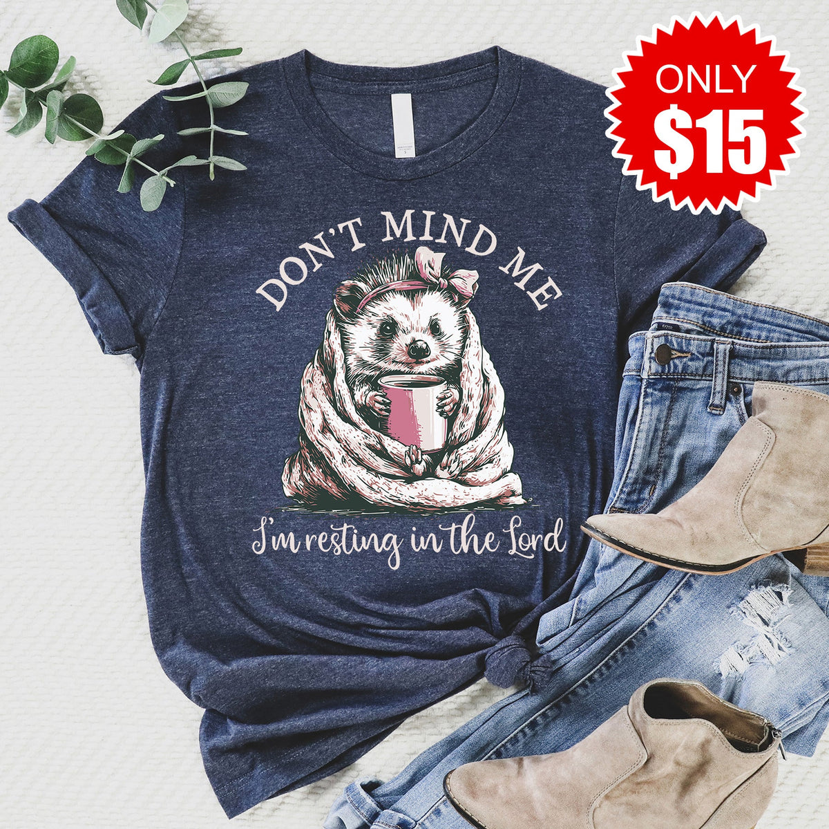 Resting in the Lord Tee - Heather Navy - 15 product image 1