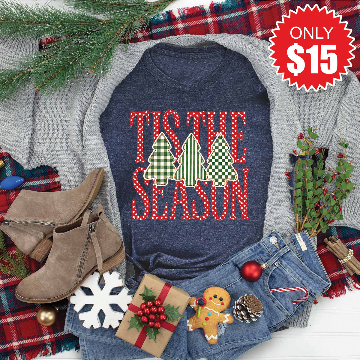 Tis The Season Tee - Heather Navy - 15 product image 1