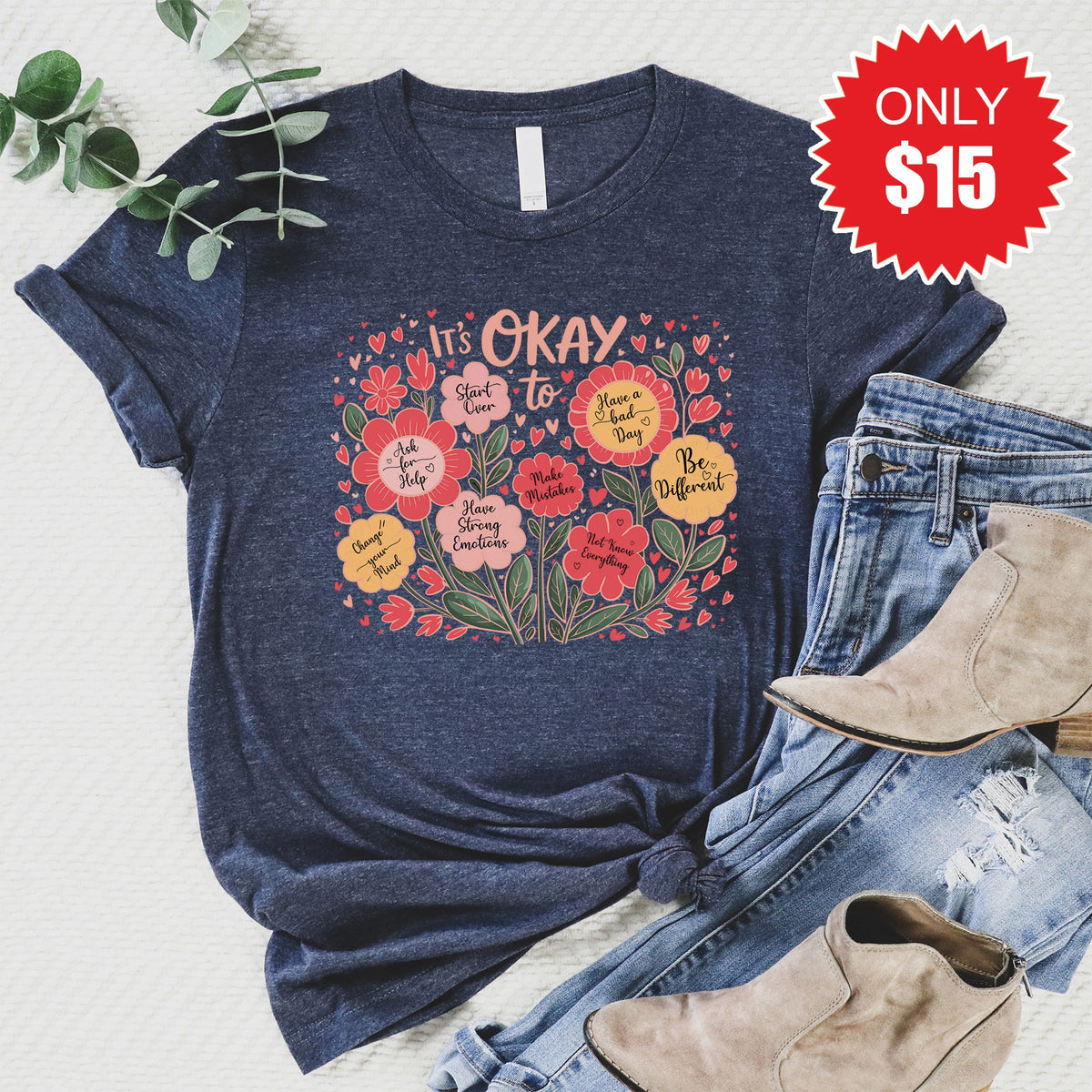 It's Okay Tee - Heather Navy - 15 product image 1