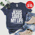 Jesus Saved My Life Tee - Heather Navy - 15 product image 1