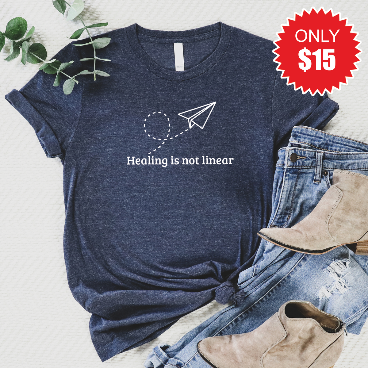 Healing Is Not Linear Tee - Heather Navy - 15 product image 1