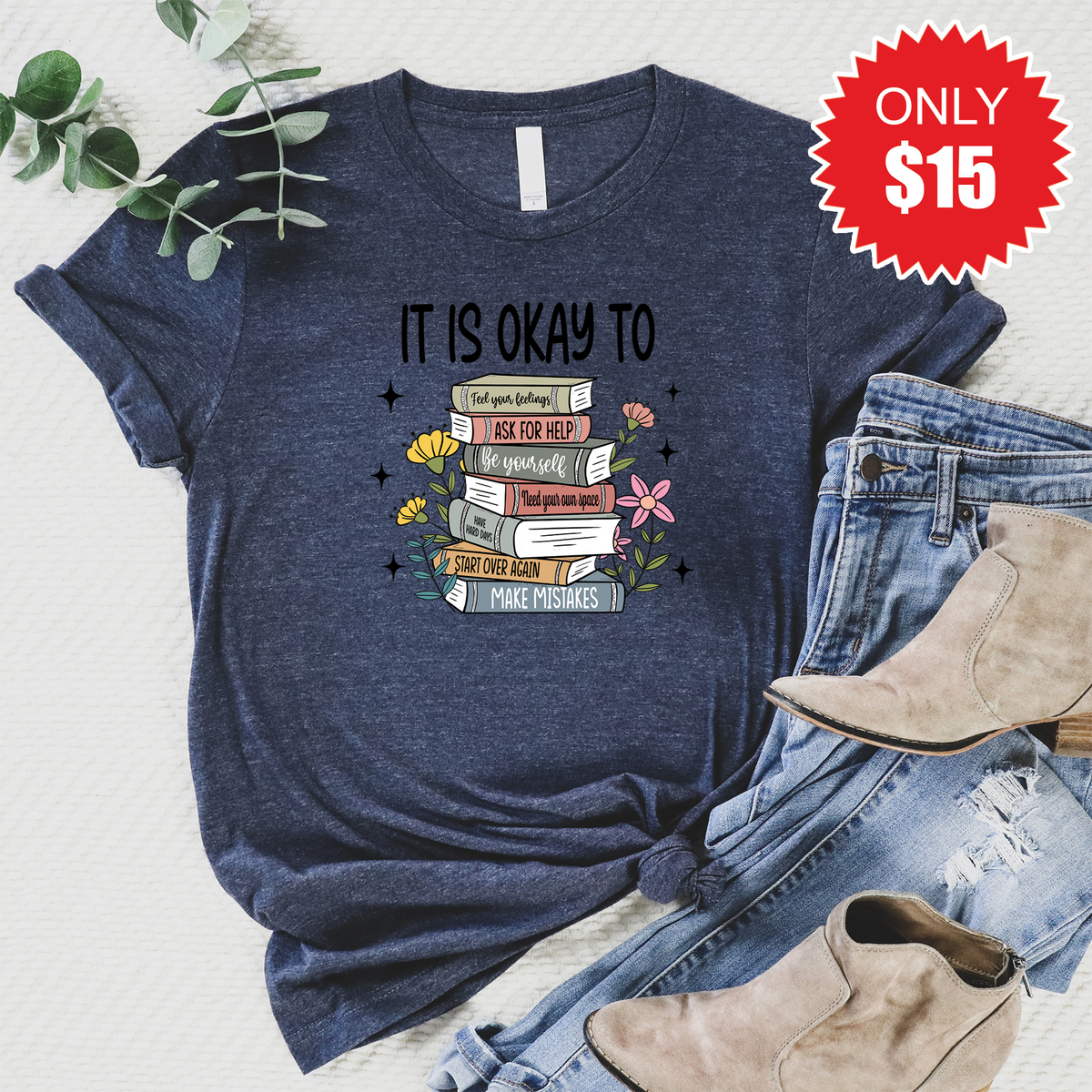 It Is Okay Tee - Heather Navy - 15 product image 1