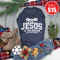 Jesus Is The Reason Tee - Heather Navy - 15 product image 1