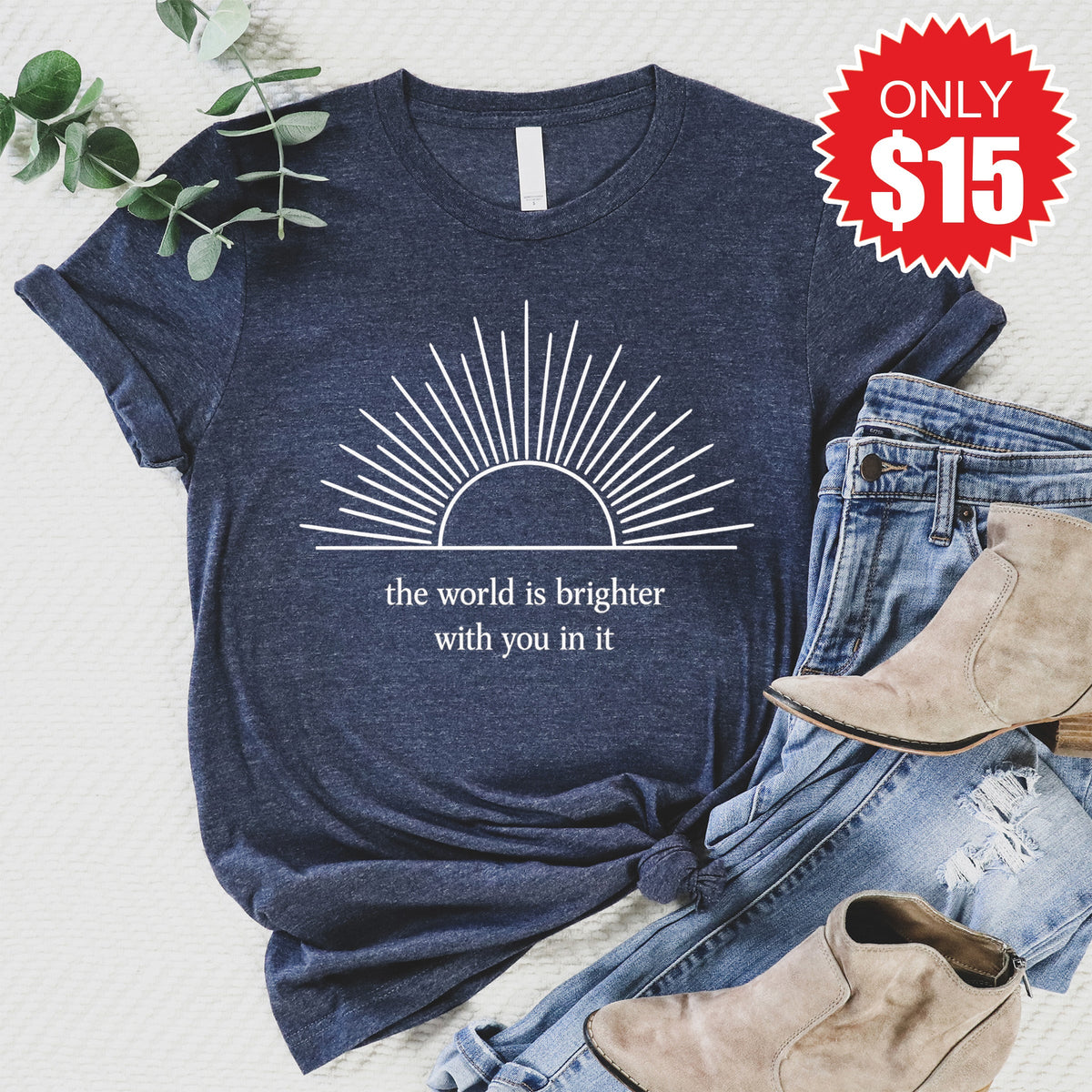 The World Is Brighter Tee - Heather Navy - 15 product image 1