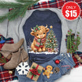 Christmas Cow Tee - Heather Navy - 15 product image 1
