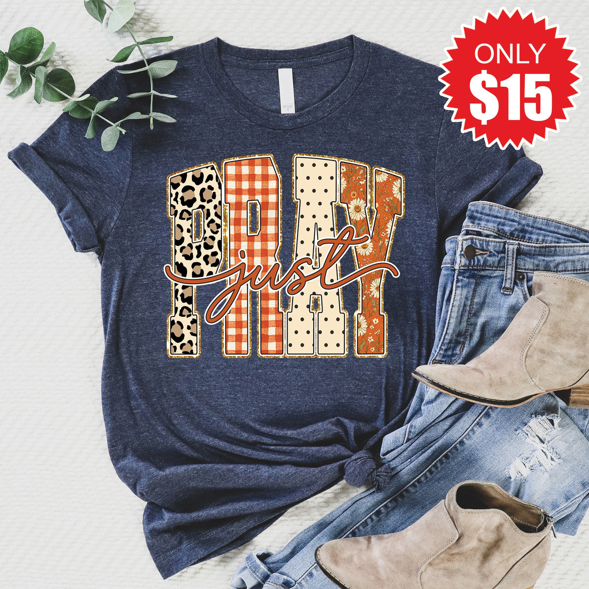 Just Pray Tee - Heather Navy - 15 product image 1