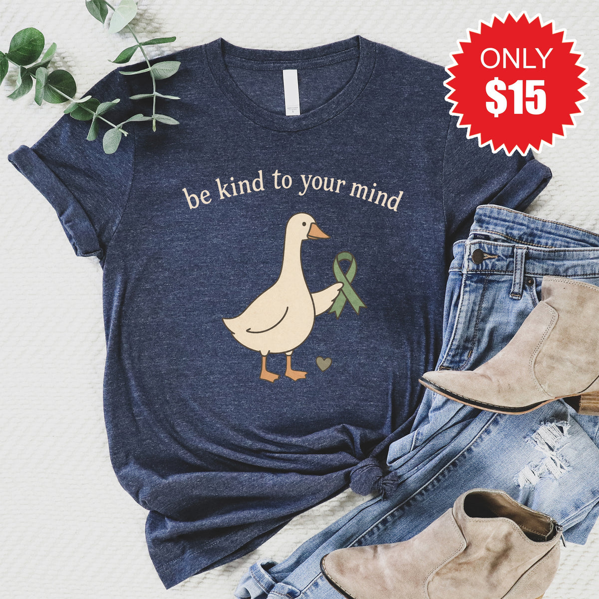 Be Kind To Your Mind Tee - Heather Navy - 15 product image 1