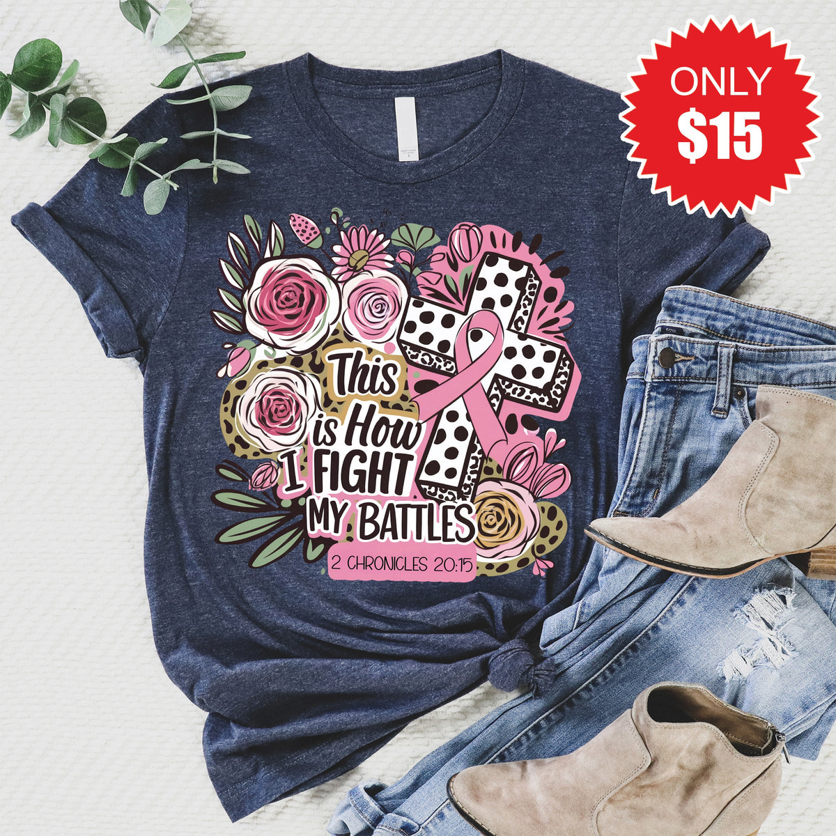 Fight My Battles Tee - Heather Navy - 15 product image 1