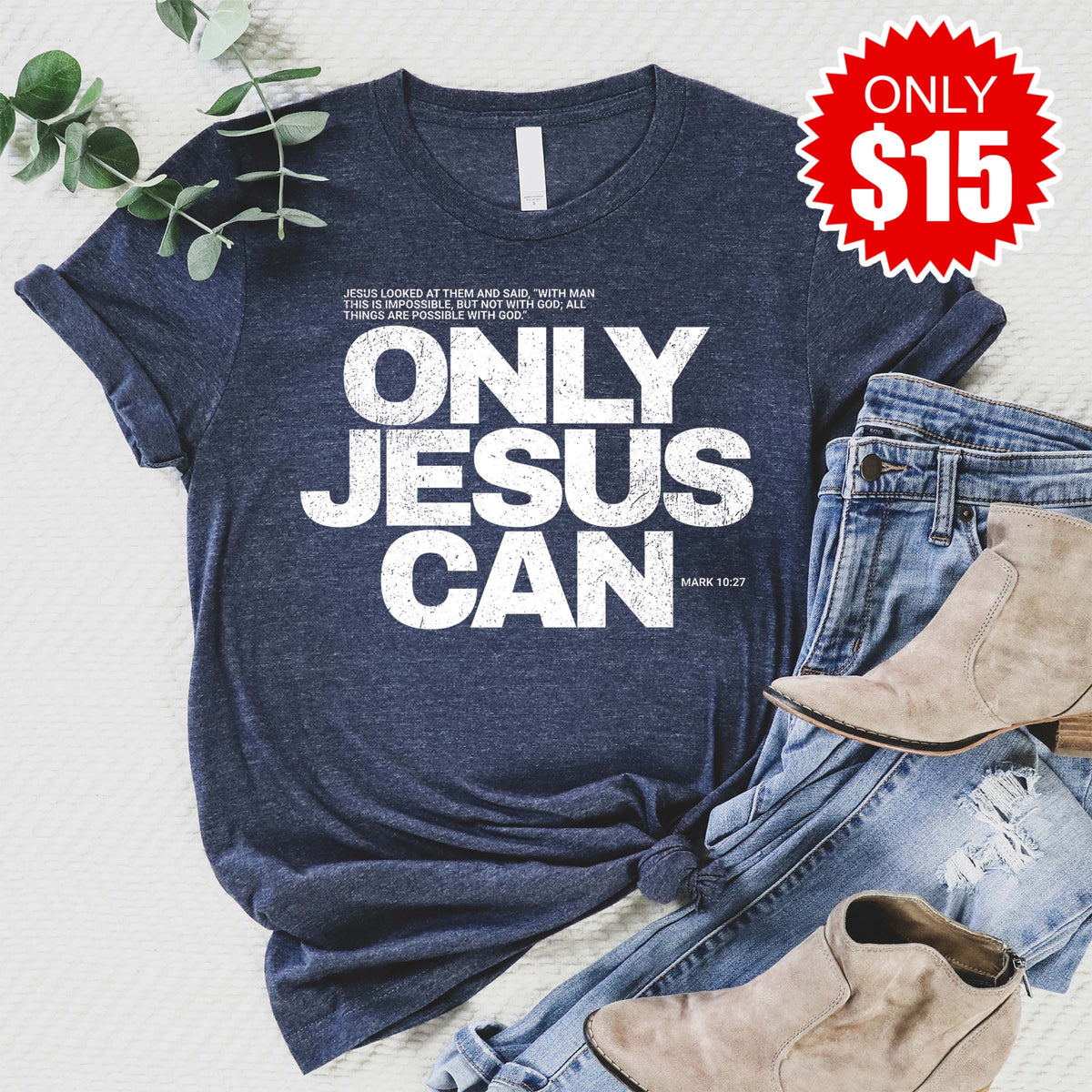 Only Jesus Can Tee - Heather Navy - 15 product image 1