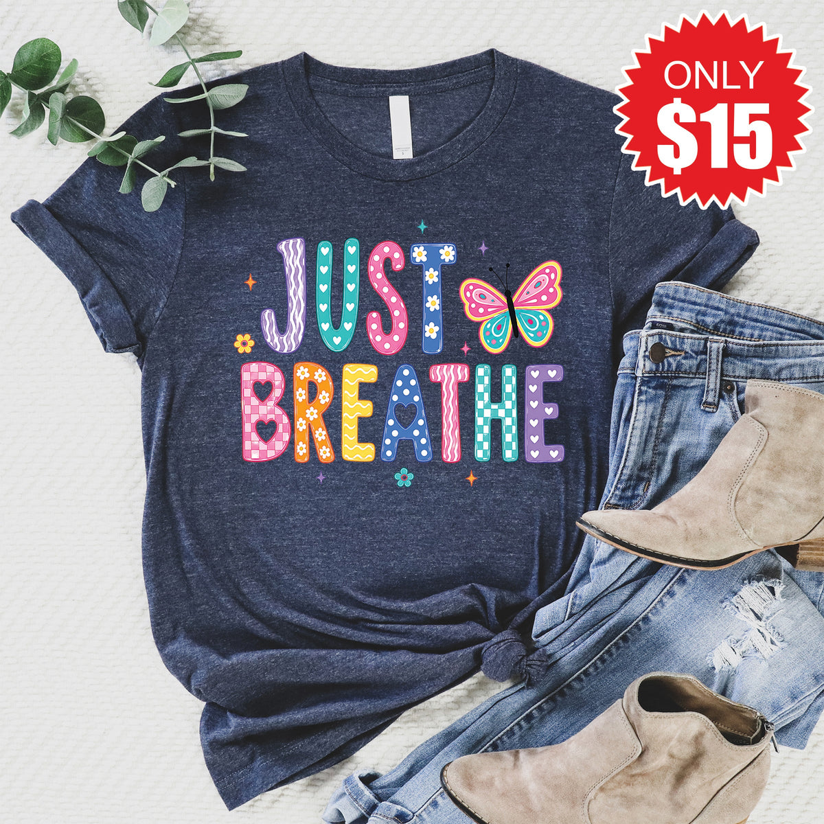 Just Breathe Tee - Heather Navy - 15 product image 1