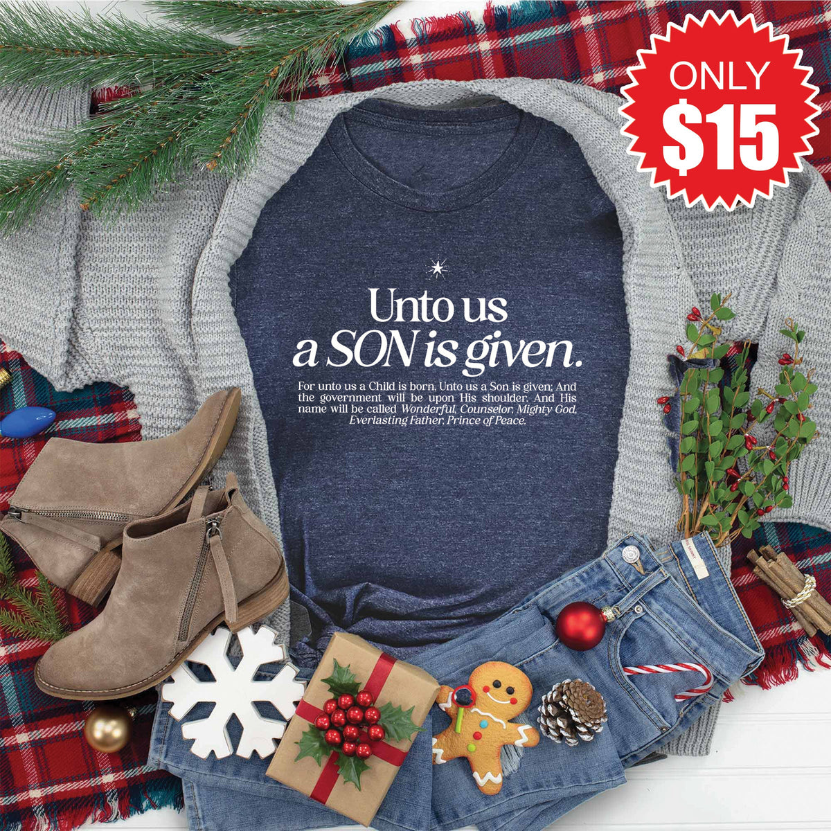 A Son Is Given Tee - Heather Navy - 15 product image 1
