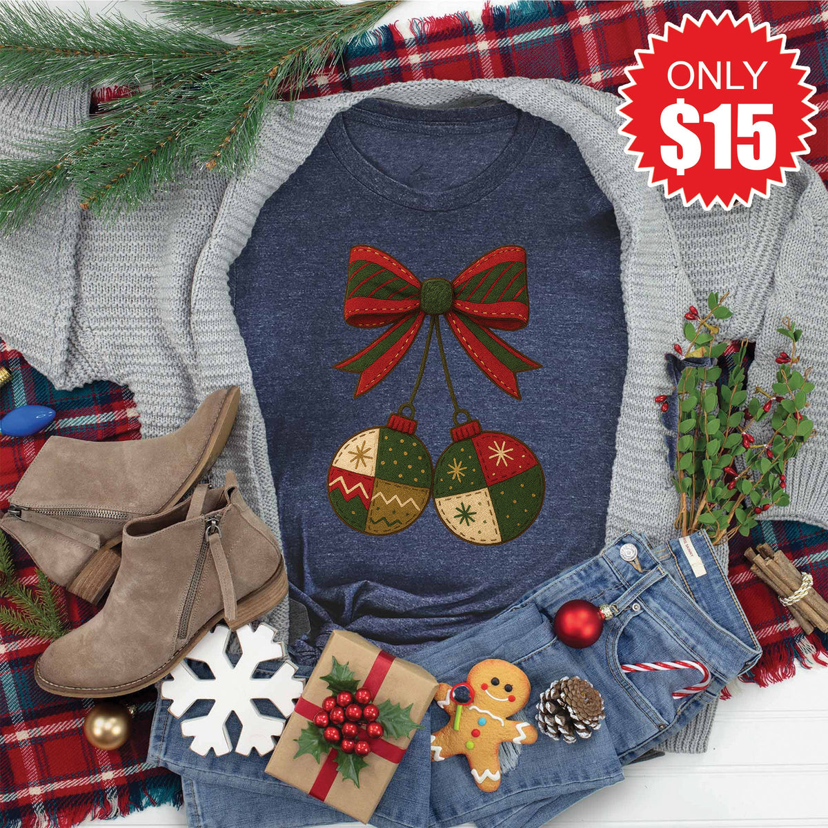 Christmas Balls Tee - Heather Navy - 15 product image 1