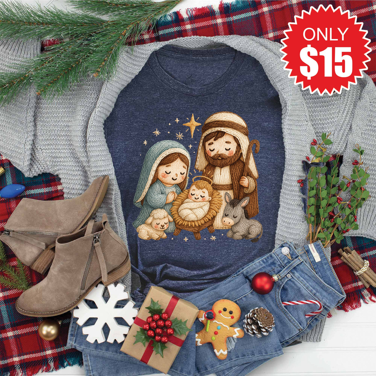 Nativity Tee - Heather Navy - 15 product image 1