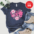 Pink Ribbon Floral Tee - Heather Navy - 15 product image 1