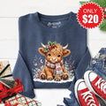 Christmas Cow Sweatshirt - Heather Navy - 20 product image 1