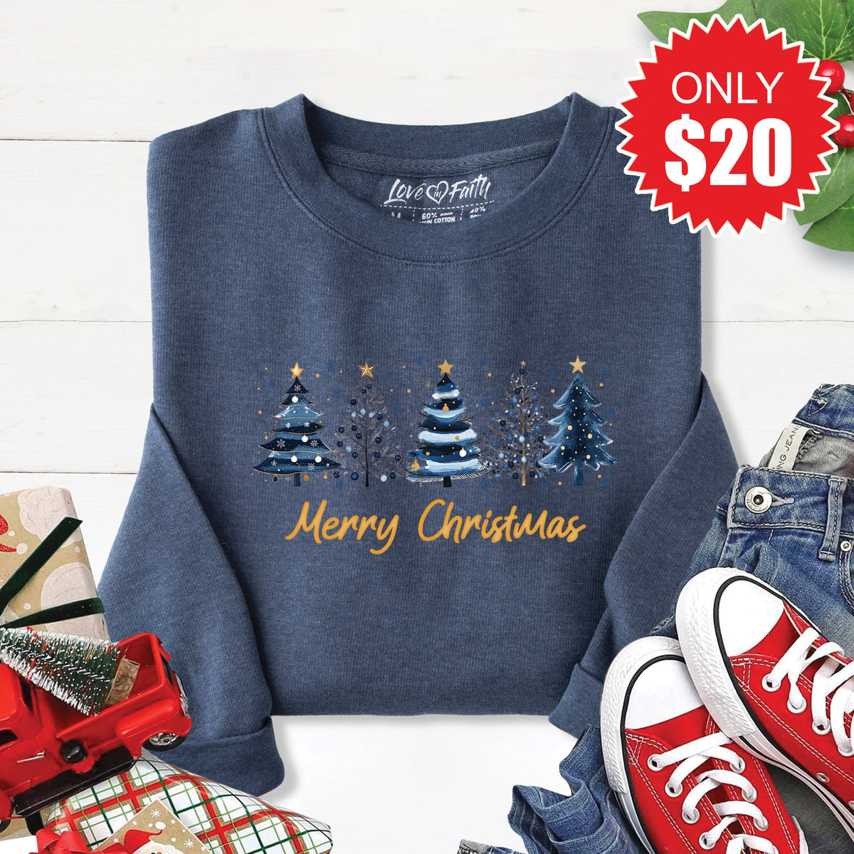 Merry Christmas Sweatshirt - Heather Navy - 20 product image 1