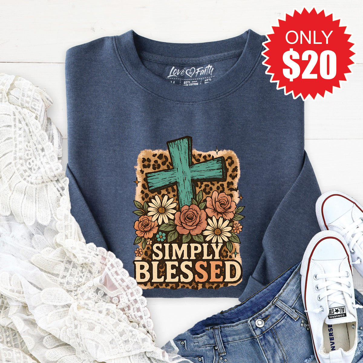 Simply Blessed Sweatshirt - Heather Navy - 20 product image 1