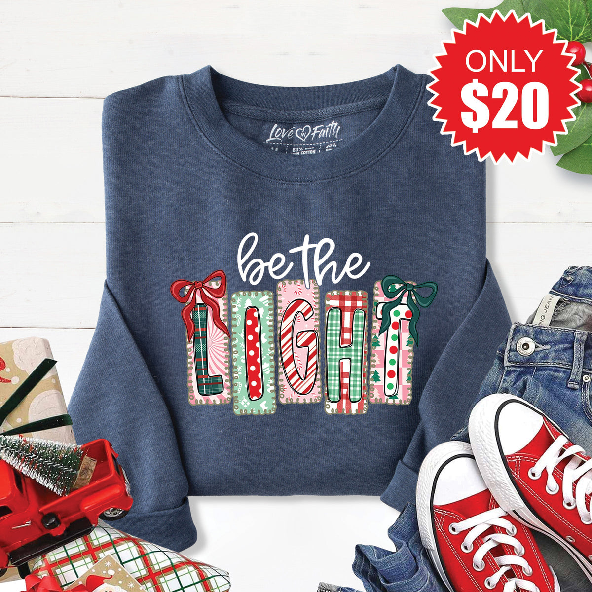 Be The Light Sweatshirt - Heather Navy - 20 product image 1