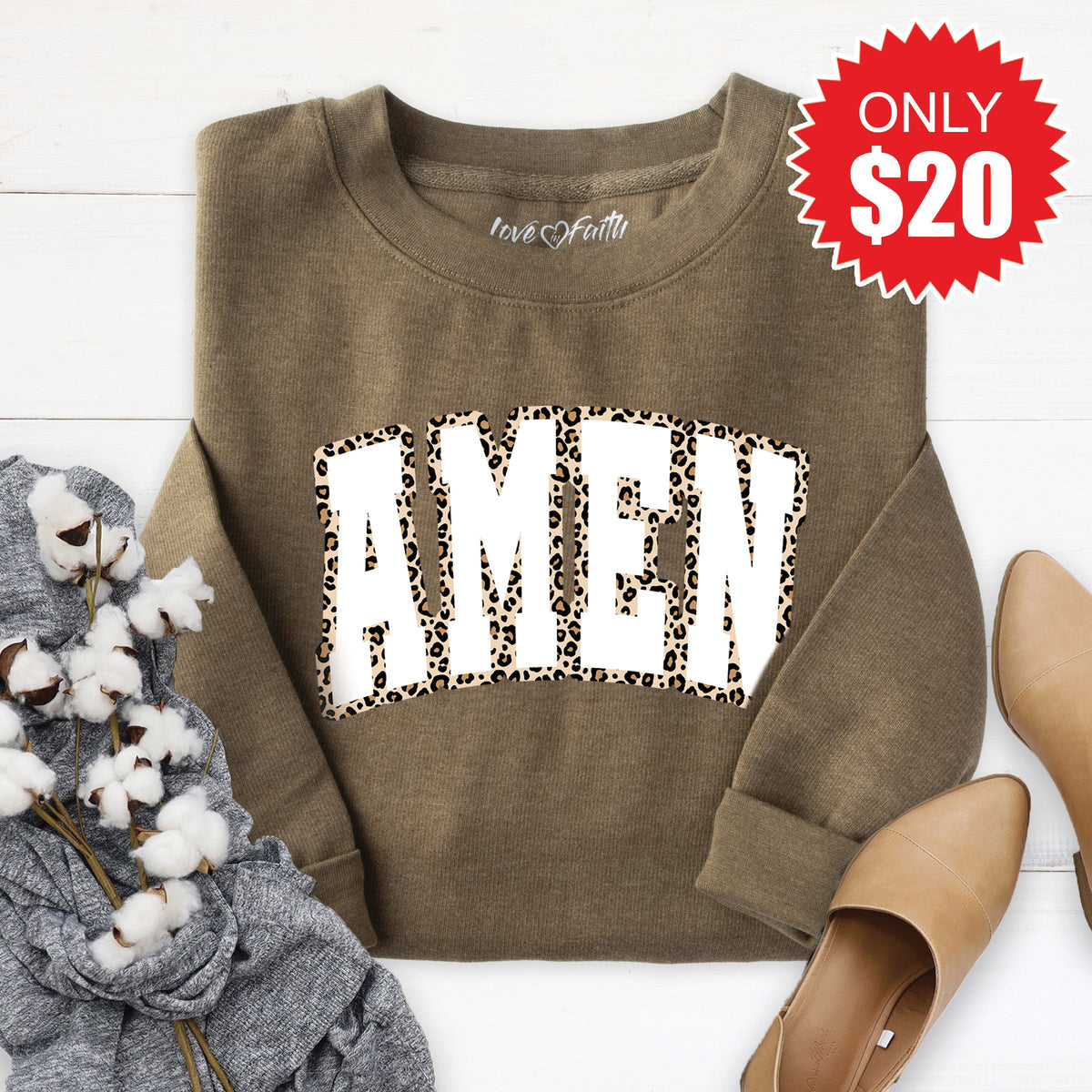 Amen Sweatshirt - Heather Olive - 20 product image 1