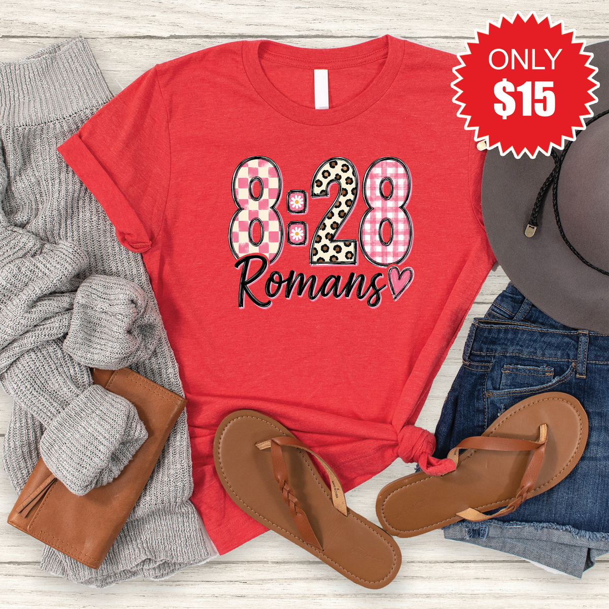 Romans 8:28 Tee - Heather Red - 15 product image 1