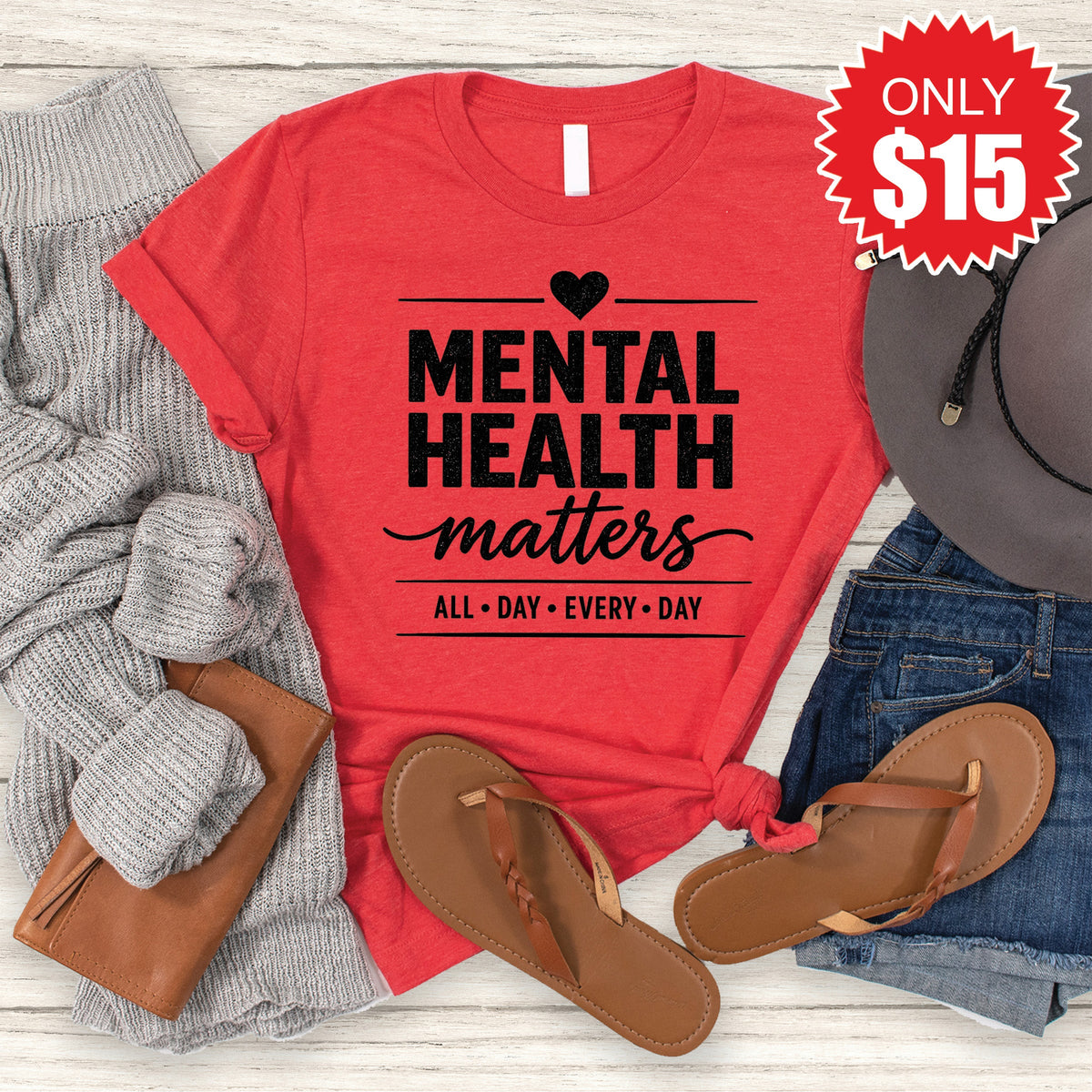Mental Health Matters Tee - Heather Red - 15 product image 1
