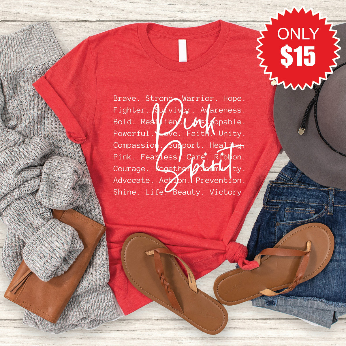 Pink Spirit Tee - Heather Red - 15 product image 1
