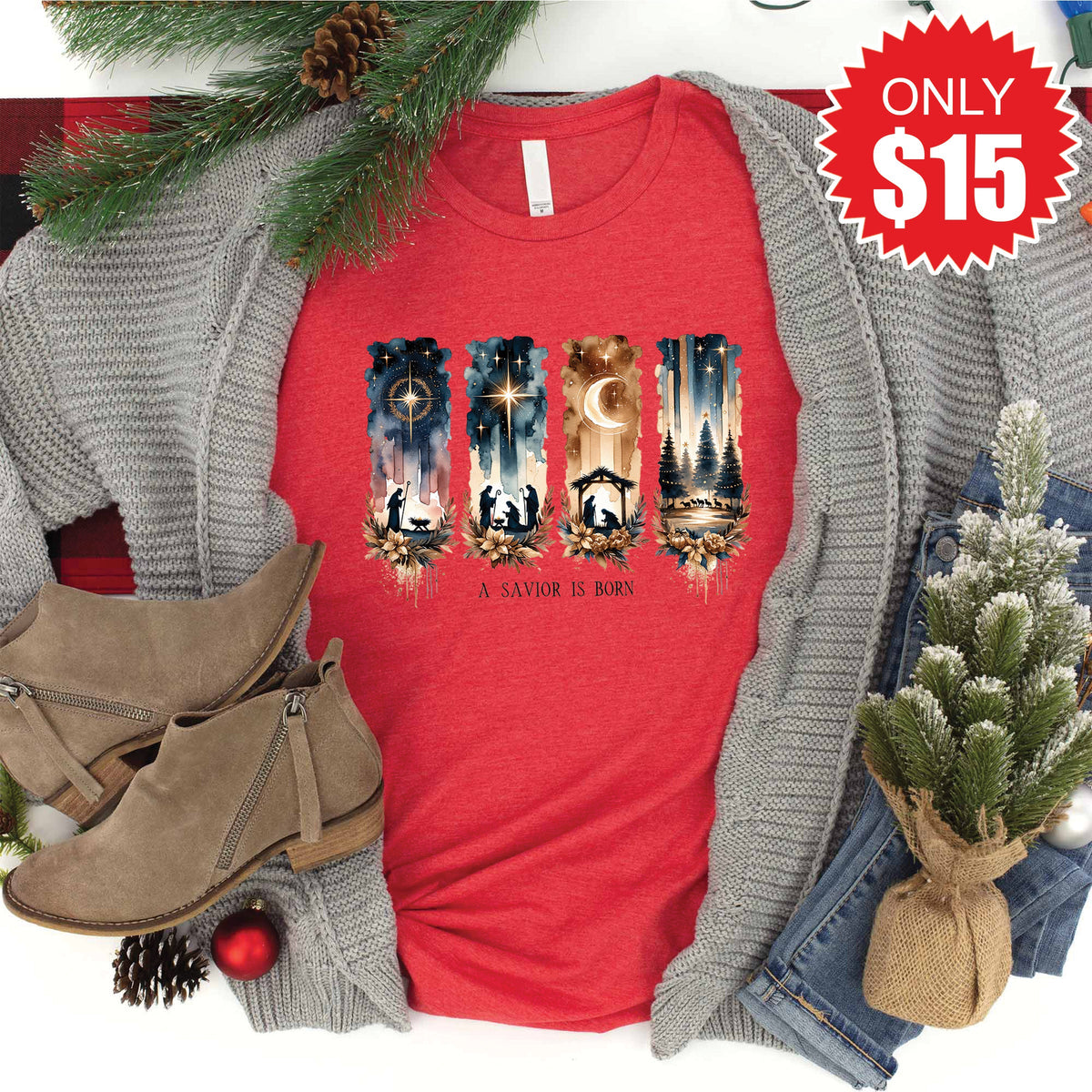 A Savior is Born Tee - Heather Red - 15 product image 1