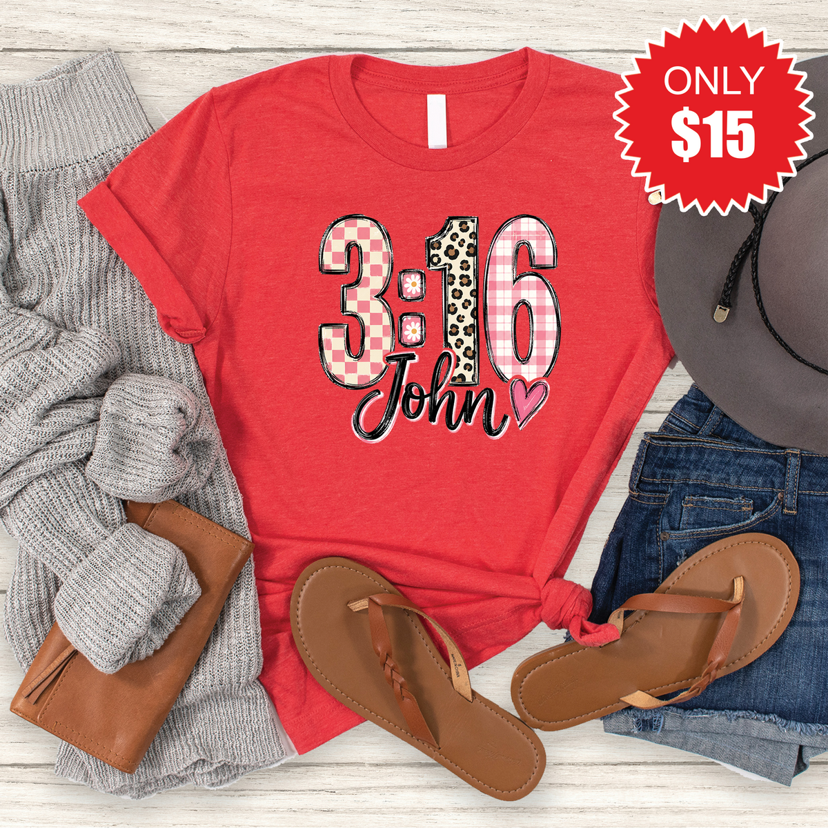 John 3:16 Tee - Heather Red - 15 product image 1