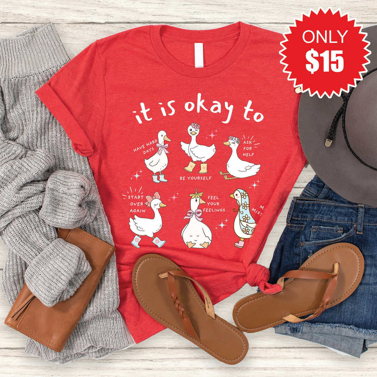 It Is Okay Tee - Heather Red - 15 product image 1