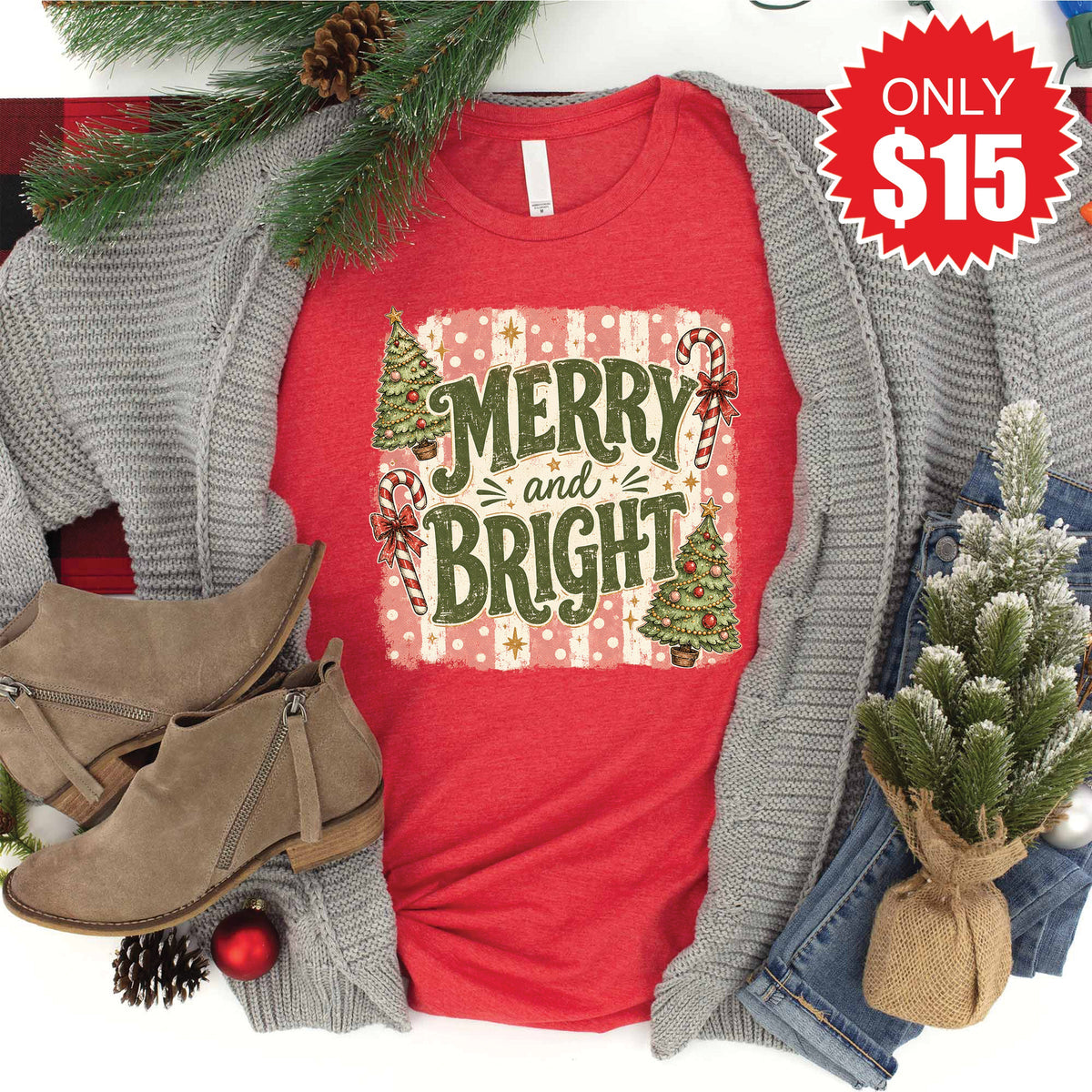 Merry and Bright Tee - Heather Red - 15 product image 1