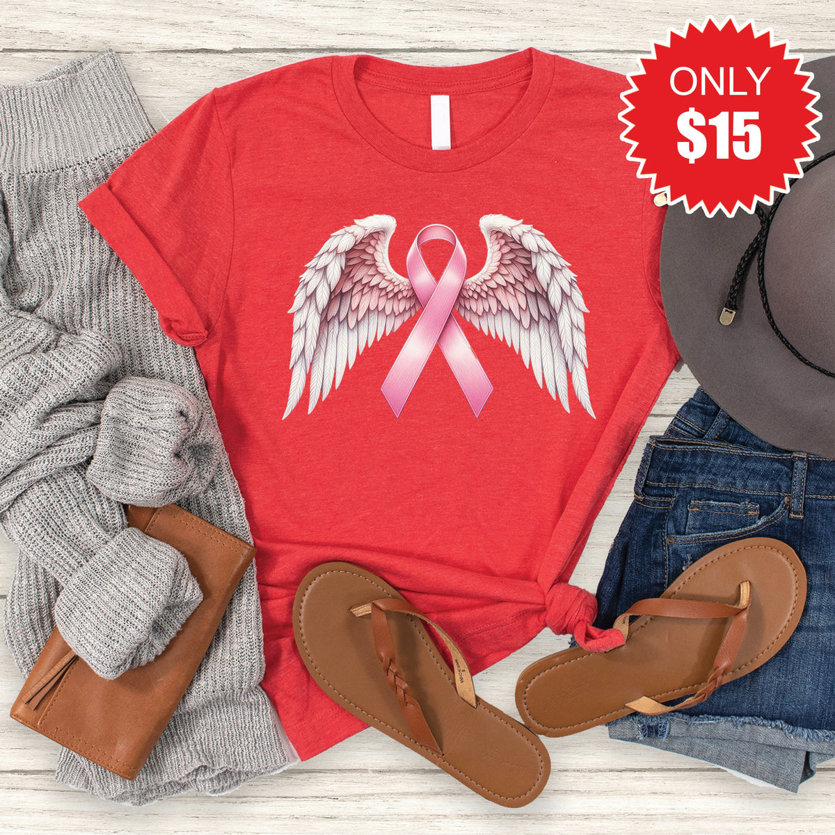 Angel Wings Tee - Heather Red - 15 product image 1