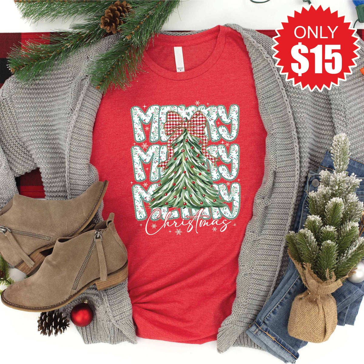 Merry Christmas Tee - Heather Red - 15 product image 1